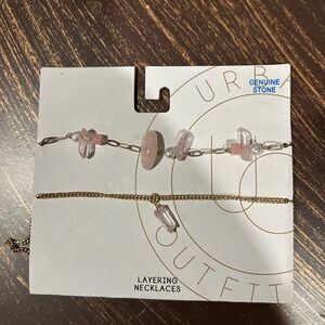 Urban Outfitters Pink and Gold Charm Necklace